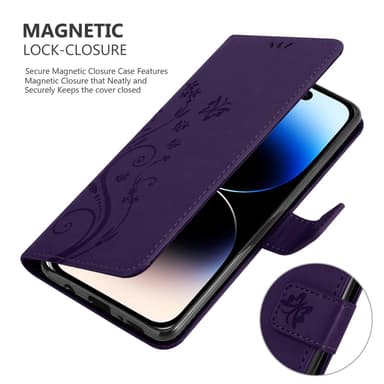 iPhone 14 PRO Plånboksfodral Skal (Lila)