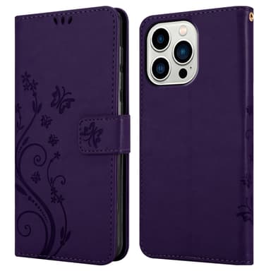 iPhone 14 PRO Plånboksfodral Skal (Lila)