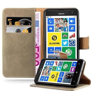 Nokia Lumia 625 Plånboksfodral Skal (Brun)