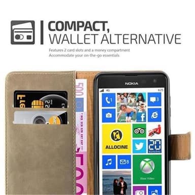 Nokia Lumia 625 Plånboksfodral Skal (Brun)