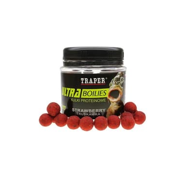 Groundbait TRAPER Ultra Boilies Strawberry 12mm 100g