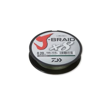 Flätad fiskelina Daiwa J-Braid X8 0,10mm 150m mörkgrön