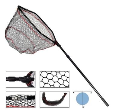 Landningsnät SWD 60x60x60cm teleskopiskt 2,45m gummerat