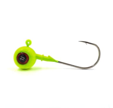 Jigghuvud, 3D-ögon, 18 g, gul, hakad av Gamakatsu 6/0, 2 st, Merganser