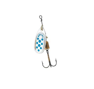 Spinner MEPPS COMET-4 8,0g silver/blå prickar