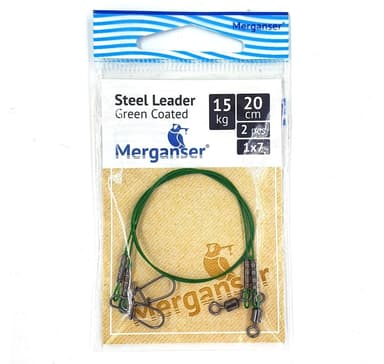 Stålledare, 1x7 täckt, grön, 15 kg, 20 cm, 2 st, Merganser