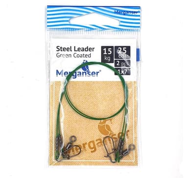 Stålledare, 1x7 täckt, grön, 15 kg, 25 cm, 2 st, Merganser
