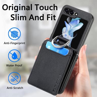 SKALO Samsung Z Flip6 PU-Läder Skal med Plånbok - Svart