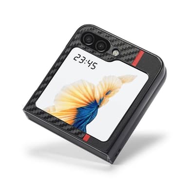 SKALO Samsung Z Flip6 LC.IMEEKE Carbon Fiber PU-Läder Skal - Svart
