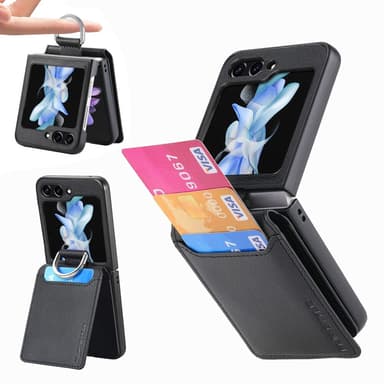 SKALO Samsung Z Flip6 PU-Läder Skal med Plånbok - Svart