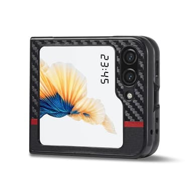 SKALO Samsung Z Flip6 LC.IMEEKE Carbon Fiber PU-Läder Skal - Svart