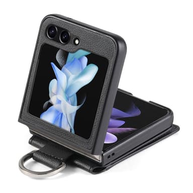 SKALO Samsung Z Flip6 PU-Läder Skal med Plånbok - Svart