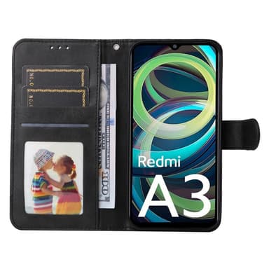 SKALO Xiaomi Redmi A3 PU-Läder Plånboksfodral - Svart