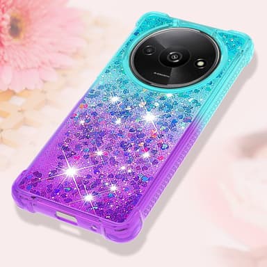 SKALO Xiaomi Redmi A3 Kvicksand Glitter Hjärtan TPU-skal - Turkos-Lila