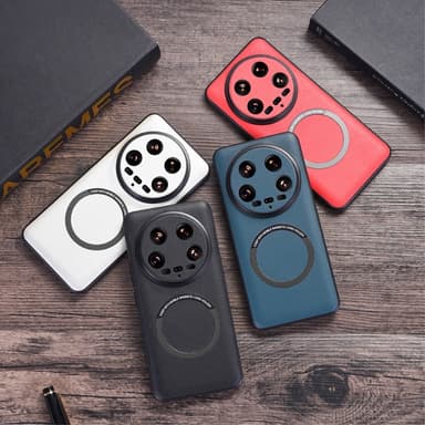 SKALO Xiaomi 14 Ultra 5G PU-Läder Hybrid Magnetring Skal - Svart