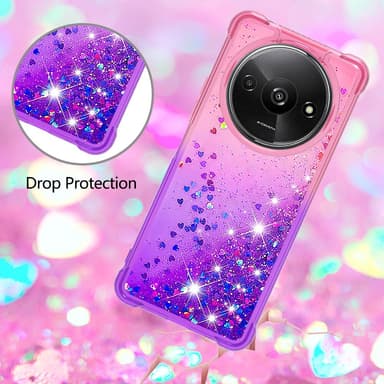 SKALO Xiaomi Redmi A3 Kvicksand Glitter Hjärtan TPU-skal - Rosa-Lila