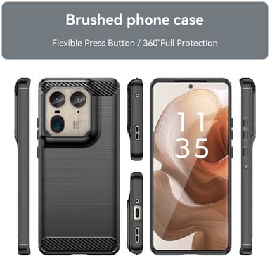SKALO Motorola Edge 50 Ultra Armor Carbon Stöttåligt TPU-skal - Svart