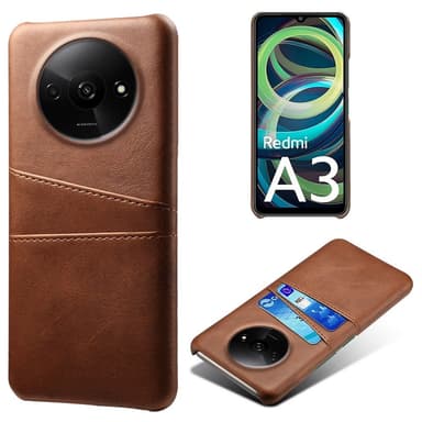 SKALO Xiaomi Redmi A3 PU Läder Skal med Korthållare/Plånbok - Brun