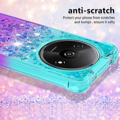 SKALO Xiaomi Redmi A3 Kvicksand Glitter Hjärtan TPU-skal - Turkos-Lila
