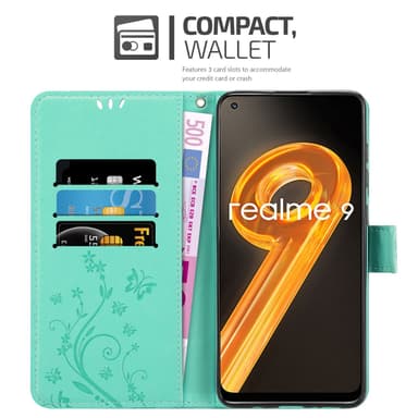 Realme 9 4G / 9 PRO+ Plånboksfodral Skal (Turkos)
