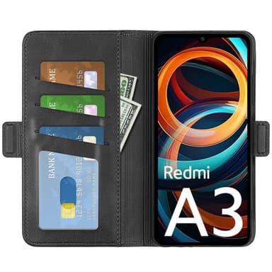 SKALO Xiaomi Redmi A3 Premium Plånboksfodral - Svart