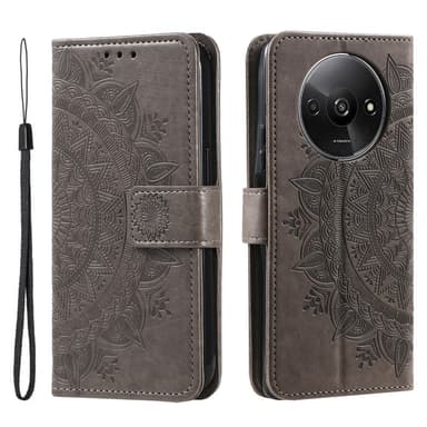 SKALO Xiaomi Redmi A3 Mandala Plånboksfodral - Grå