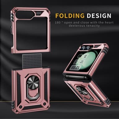SKALO Samsung Z Flip6 Armor Hybrid Metallring skal - Roséguld