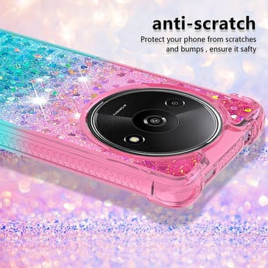 SKALO Xiaomi Redmi A3 Kvicksand Glitter Hjärtan TPU-skal - Rosa-Turkos
