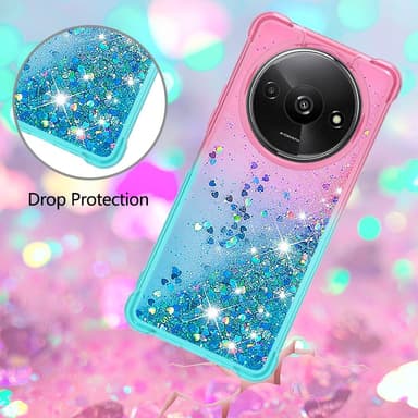 SKALO Xiaomi Redmi A3 Kvicksand Glitter Hjärtan TPU-skal - Rosa-Turkos