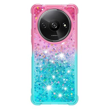 SKALO Xiaomi Redmi A3 Kvicksand Glitter Hjärtan TPU-skal - Rosa-Turkos