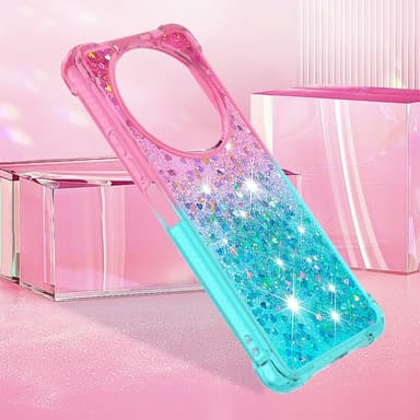 SKALO Xiaomi Redmi A3 Kvicksand Glitter Hjärtan TPU-skal - Rosa-Turkos