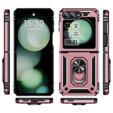 SKALO Samsung Z Flip6 Armor Hybrid Metallring skal - Roséguld