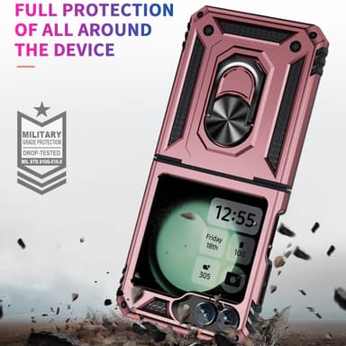 SKALO Samsung Z Flip6 Armor Hybrid Metallring skal - Roséguld