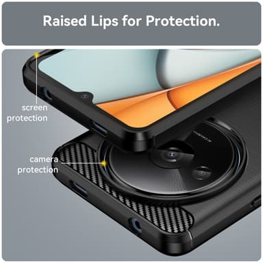 SKALO Xiaomi Redmi A3 Armor Carbon Stöttåligt TPU-skal - Svart