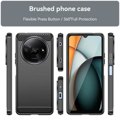 SKALO Xiaomi Redmi A3 Armor Carbon Stöttåligt TPU-skal - Svart