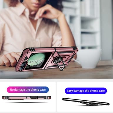 SKALO Samsung Z Flip6 Armor Hybrid Metallring skal - Roséguld