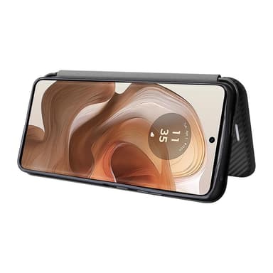 SKALO Motorola Edge 50 Ultra Carbon Fiber Plånboksfodral - Svart