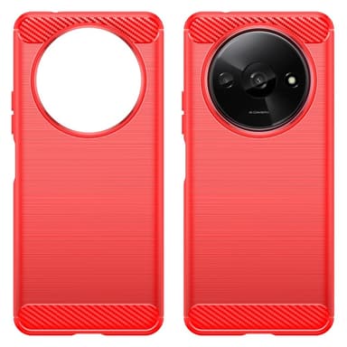 SKALO Xiaomi Redmi A3 Armor Carbon Stöttåligt TPU-skal - Röd