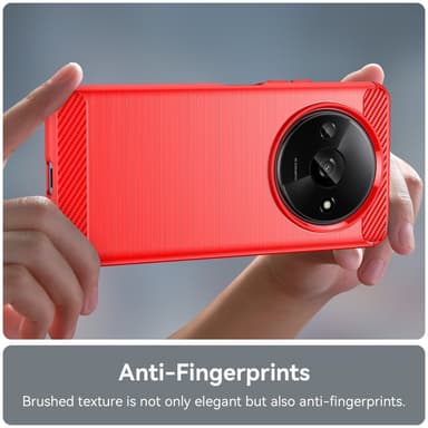 SKALO Xiaomi Redmi A3 Armor Carbon Stöttåligt TPU-skal - Röd