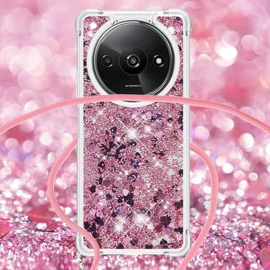SKALO Xiaomi Redmi A3 Kvicksand Glitter Mobilhalsband - Roséguld