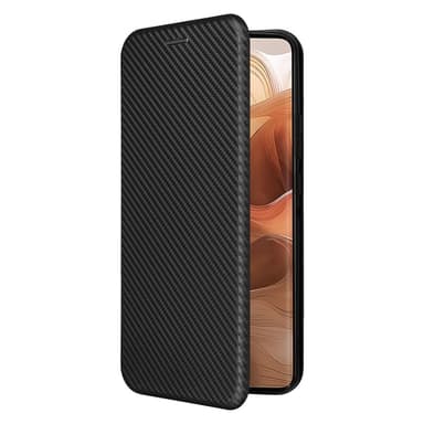 SKALO Motorola Edge 50 Ultra Carbon Fiber Plånboksfodral - Svart