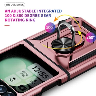 SKALO Samsung Z Flip6 Armor Hybrid Metallring skal - Roséguld