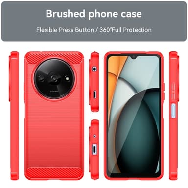 SKALO Xiaomi Redmi A3 Armor Carbon Stöttåligt TPU-skal - Röd