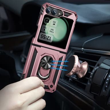 SKALO Samsung Z Flip6 Armor Hybrid Metallring skal - Roséguld