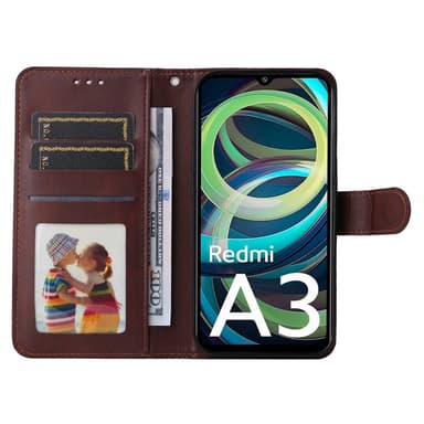 SKALO Xiaomi Redmi A3 PU-Läder Plånboksfodral - Brun