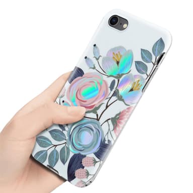 iPhone 7 / 7S / 8 / SE 2020 Fodral Skal Blommor (Vit)