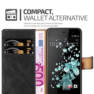 HTC U PLAY Plånboksfodral Skal (Svart)