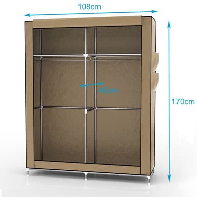 Fällbar Garderob 108x170x45 cm Klädskåp Skåpet (beige)