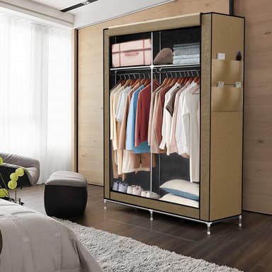 Fällbar Garderob 108x170x45 cm Klädskåp Skåpet (beige)