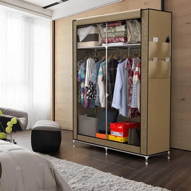 Fällbar Garderob 108x170x45 cm Klädskåp Skåpet (beige)